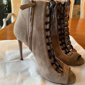 Aquazzura Taupe Gray Suede Heels